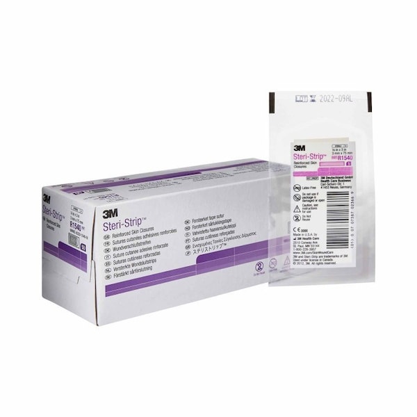 Steri-Strip Skin Closure Strip 1/8 X 3 Inch Nonwoven Material Reinforced Strip White, 1000PK R1540 - main